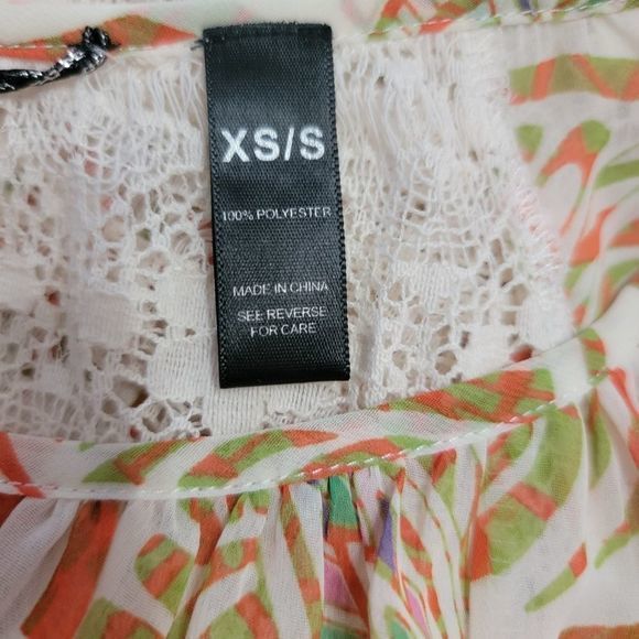 BKE BOUTIQUE Women's Blouse Top Orange White layered back sz XS‎ OVERSIZED flowy - Picture 3 of 6